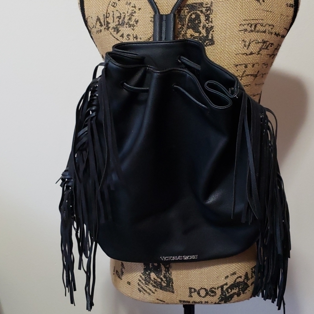 Black Victoria's secret bag with fringe. Like new